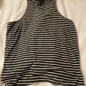 grey and white striped tank top